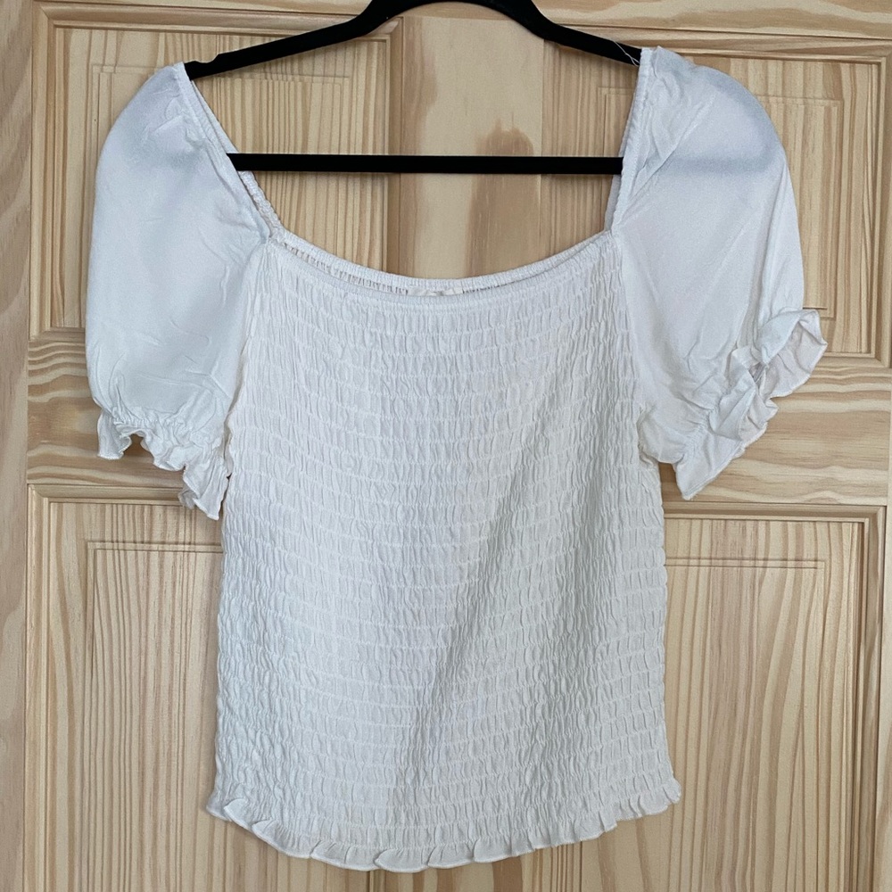 Ruched ruffle sleeve top